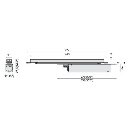 Ferme porte EXS 840 encastré, sans bras