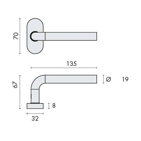 Paire de béq. sur rosaces ovales, modèle L19 mm Project 02. noir mat 19G
