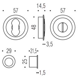 Cuvette encastrée MOOD ONE ronde à condamnation - décondamnation 57 mm sans serrure ,C04 Sylver