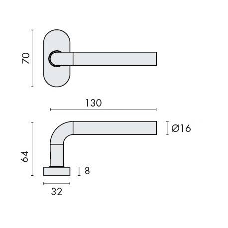 Paire de béq. sur rosaces ovales, modèle L19 mm Project 02.époxi noir mat