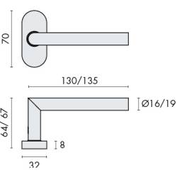 Paire de béq. sur rosaces ovales, modèle L90°19 mm Project 06. Epoxy noir