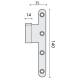 1/2 Paumelle EXS 1.62-F, 140*70 bouts ronds. Femelle gauche inox brossé
