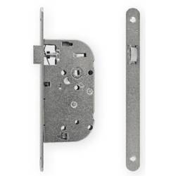 Serrure EXS 11, bec de cane axe 50 mm NF-QC bouts ronds aspect inox