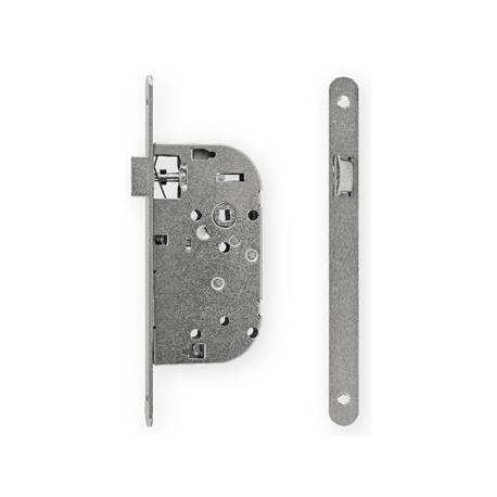 Serrure EXS 11, bec de cane axe 50 mm NF-QC bouts ronds aspect inox