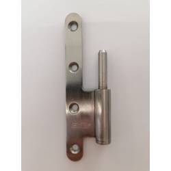 1/2 Paumelle EXS 1.62-M, 140*70 bouts ronds. Mâle gauche inox brossé,