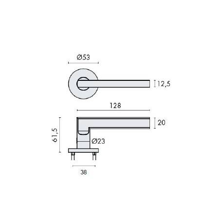Pr. de béq. sur rosaces rondes à visser, modèle T Project 07. Inox brossé 304