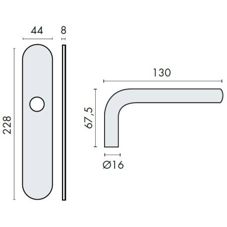 Paire de béq. sur plaque LOGINOX L 16 mm fonction BDC, inox brossé 304