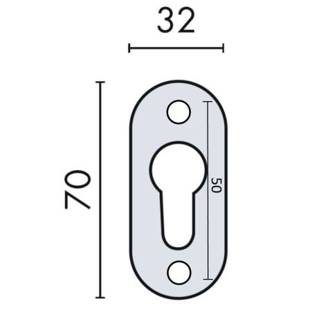 Paire de rosaces ovales clé I série Project,finition  inox brossé 304