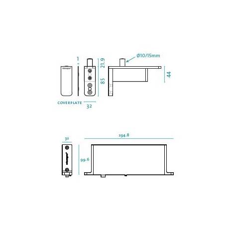 Ensemble pivot Système M réf. STM+40-AA/TP40  avec plaque rectangulaire inox