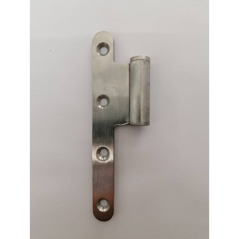 1/2 Paumelle EXS 1.61-F, 140*70 bouts ronds. Femelle droite inox brossé