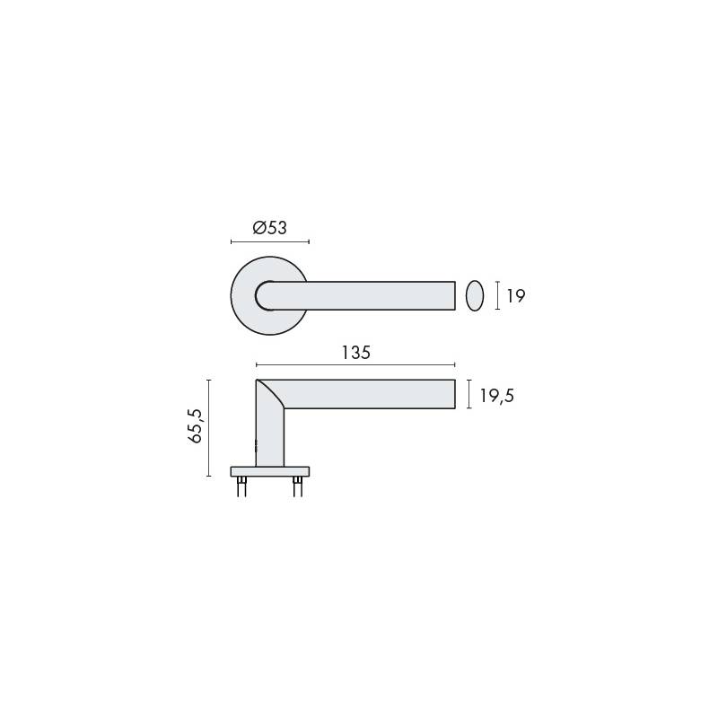 Paire de béq. sur rosaces rondes à visser, modèle Project 09. Inox brossé 304