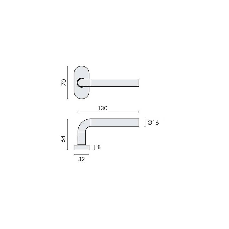 Paire de béq. sur rosaces ovales, modèle L16 mm Project 01. Inox brossé 304