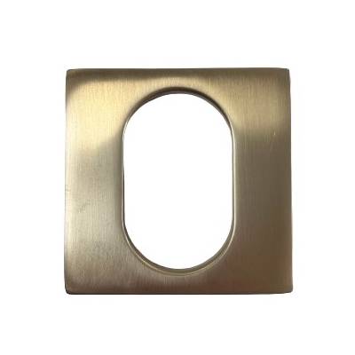 Rosace extérieure carré 65x65 protecteur de cylindre A2P**, laiton mat