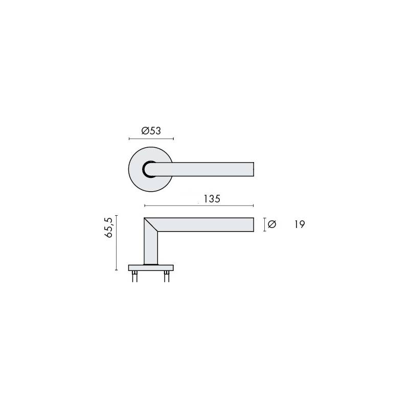 Paire de béq. sur rosaces rondes à visser, L90 19 mm Project 06,epoxy noir mat