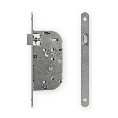 Serrure EXS 11, bec de cane axe 50 mm NF-QC bouts ronds aspect inox