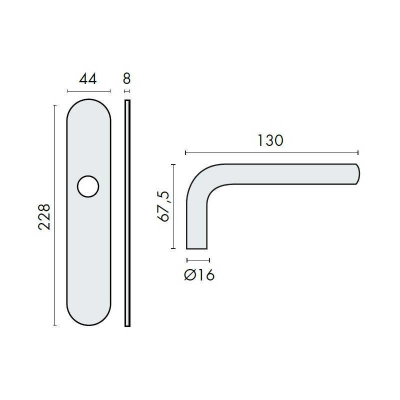 Paire de béq. sur plaque LOGINOX L 16 mm fonction BDC, inox brossé 304