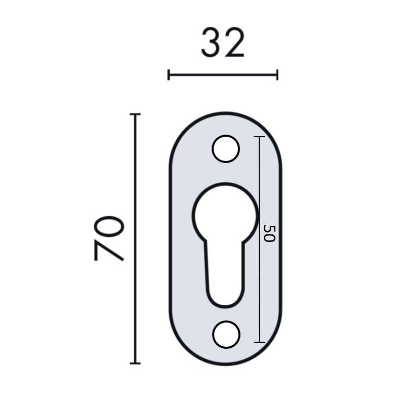 Paire de rosaces ovales clé I série Project,finition  inox brossé 304