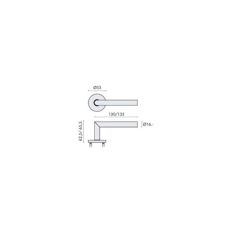 Paire de béq. sur rosaces rondes à visser L90° 16 mm Loginox LG.105. inox brossé