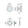 Bouton fixe sur rosace ronde série Project, inox brossé 304