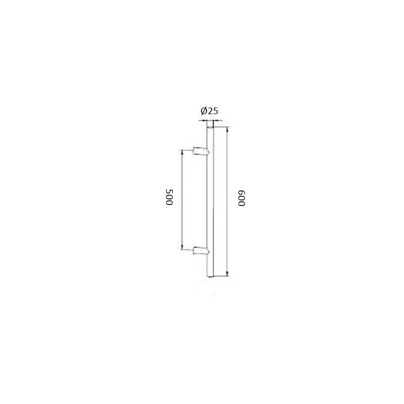 Unité poignée de tirage T "Modèle 52" diam.25 mm long:600 EA:500 inox brossé