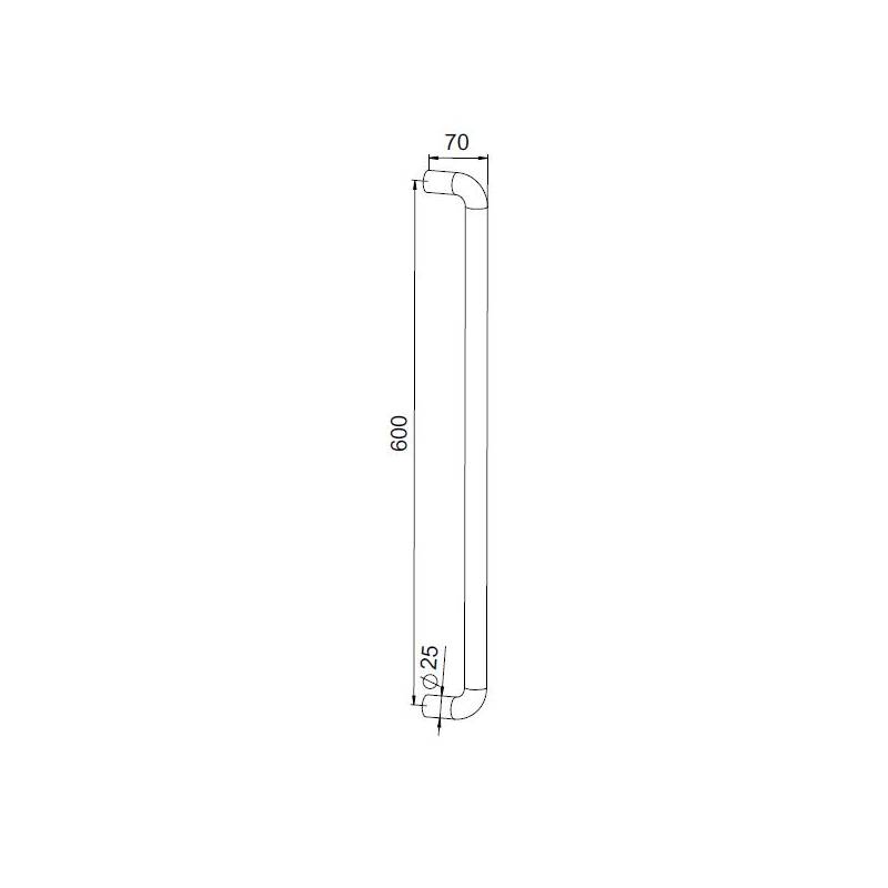 Unité poignée de tirage U "Modèle 54" diam.25 mm long:619 EA:600 inox brossé