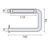 Dérouleur papier WC Ø 14x145x94 mm, support blanc, inox brossé 316