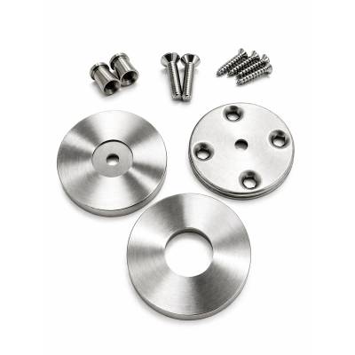 Paire de rosaces rondes diam.50mm pour montage simple ou double traversant inox