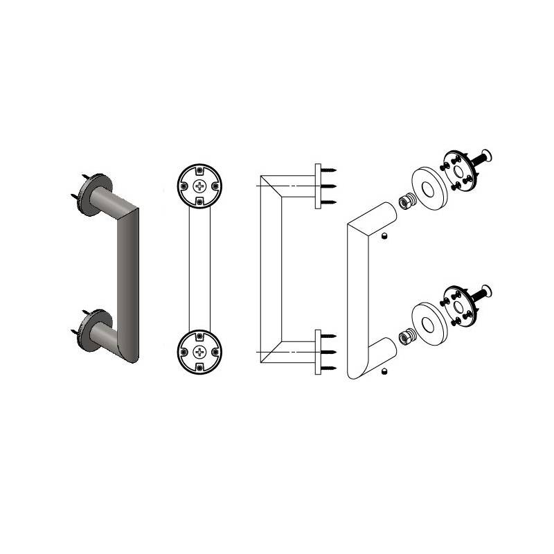 Paire de rosaces rondes diam.50mm pour montage simple ou double traversant noir