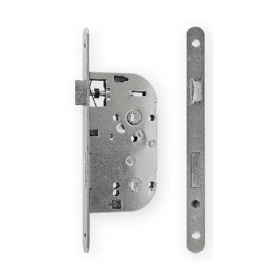 Serrure EXS 12, bec de cane à condamnation axe 50 mm NF bouts ronds aspect inox