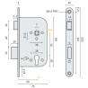 Serrure EXS 14, cylindre européen axe 50 mm NF bouts ronds aspect inox