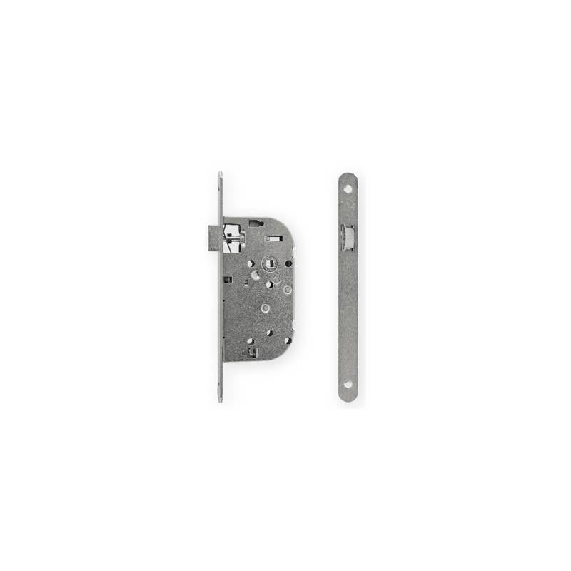Serrure EXS 11, bec de cane axe 50 mm NF bouts ronds aspect inox