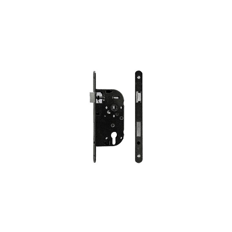 Serrure EXS 14, cylindre européen axe 50 mm NF bouts ronds noire