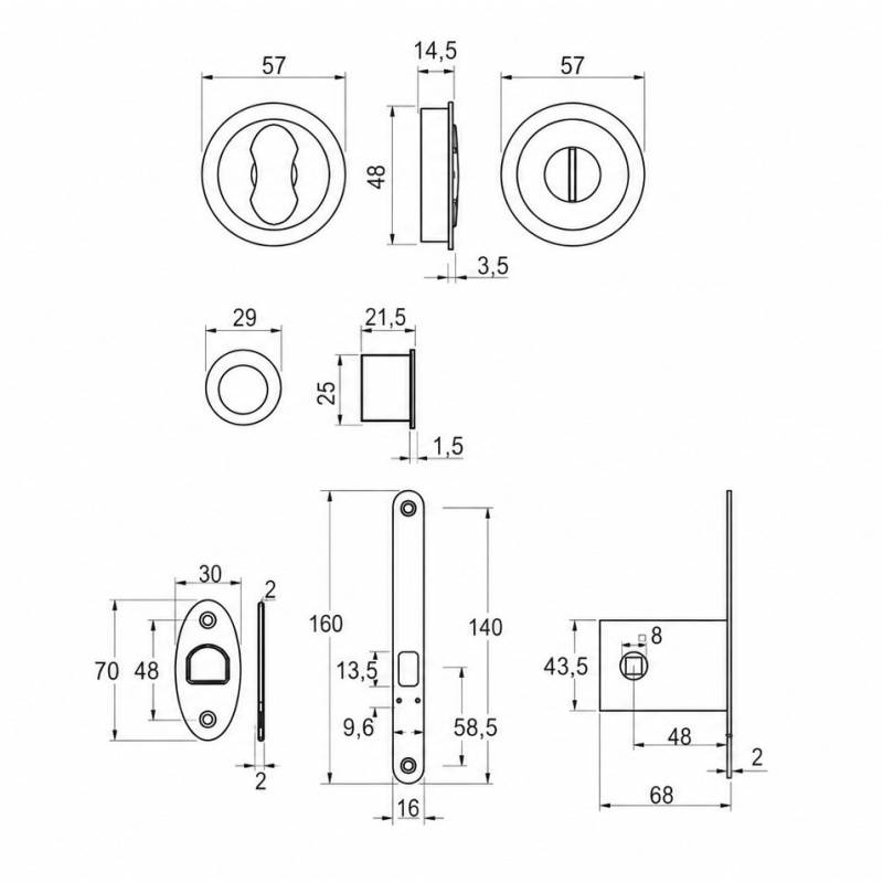 Cuvette encastrée OPEN Ø 57 mm avec serrure,grafite mat
