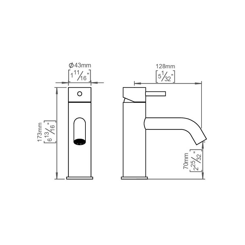 Robinet mitigeur en PVD Bronze satiné – Hauteur 173 mm – Bec 130 mm